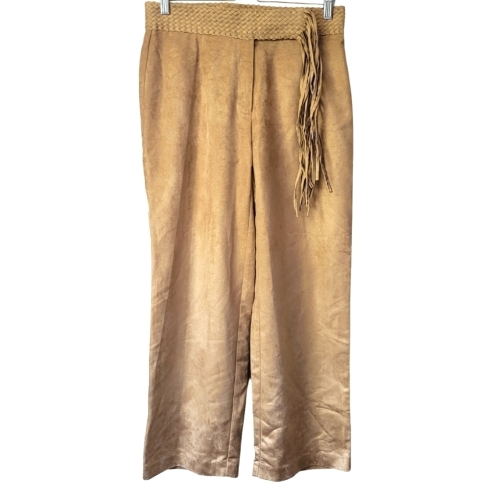 MANTLES Wide Leg Trousers with Tassle Brown Size 10 Petite